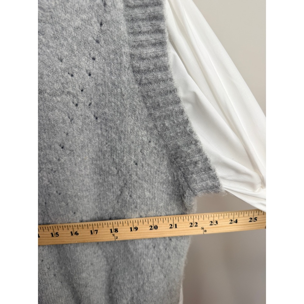 Altar'd State Womens Mixed Media 2-in-1 Sweater Vest Layered Shirt Grey White M - Picture 6 of 7